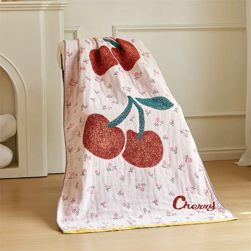 Cartoon Gauze Bath Towel, Soft 4-Layer Cotton, 31.5x63 Inches, Fun Design for Kids and Adults 5