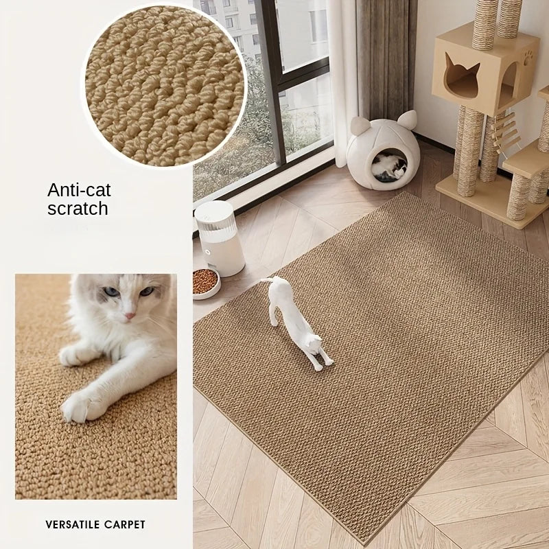 Durable polyester cat scratching pad featuring a stylish design, perfect for feline claw maintenance. The pad showcases a modern aesthetic with a neutral color palette, blending 4