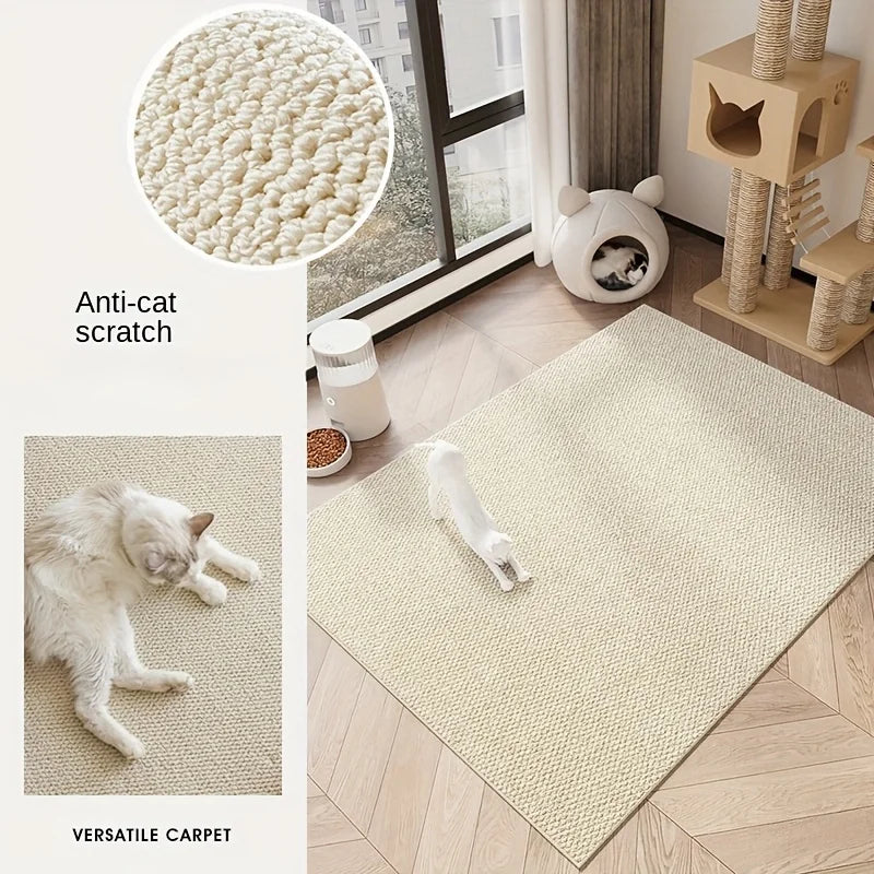 Durable polyester cat scratching pad featuring a stylish design, perfect for keeping cats entertained and their claws healthy. The pad has a modern print in soft hues 6
