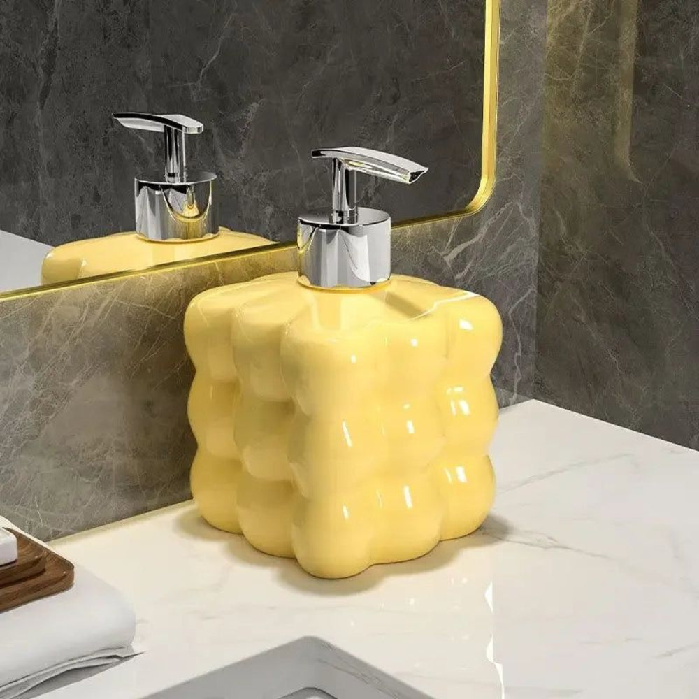 Ceramic Soap Dispenser – Glossy White Finish – Bold Bubble Design – Modern Kitchen or Bathroom Accessory 0