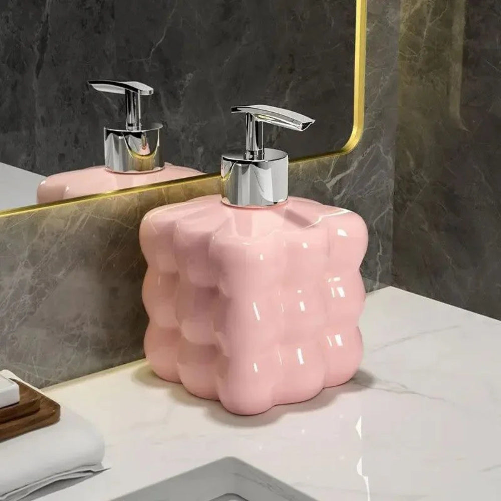 Ceramic Soap Dispenser – Glossy White Finish – Bold Bubble Design – Modern Kitchen or Bathroom Accessory 3