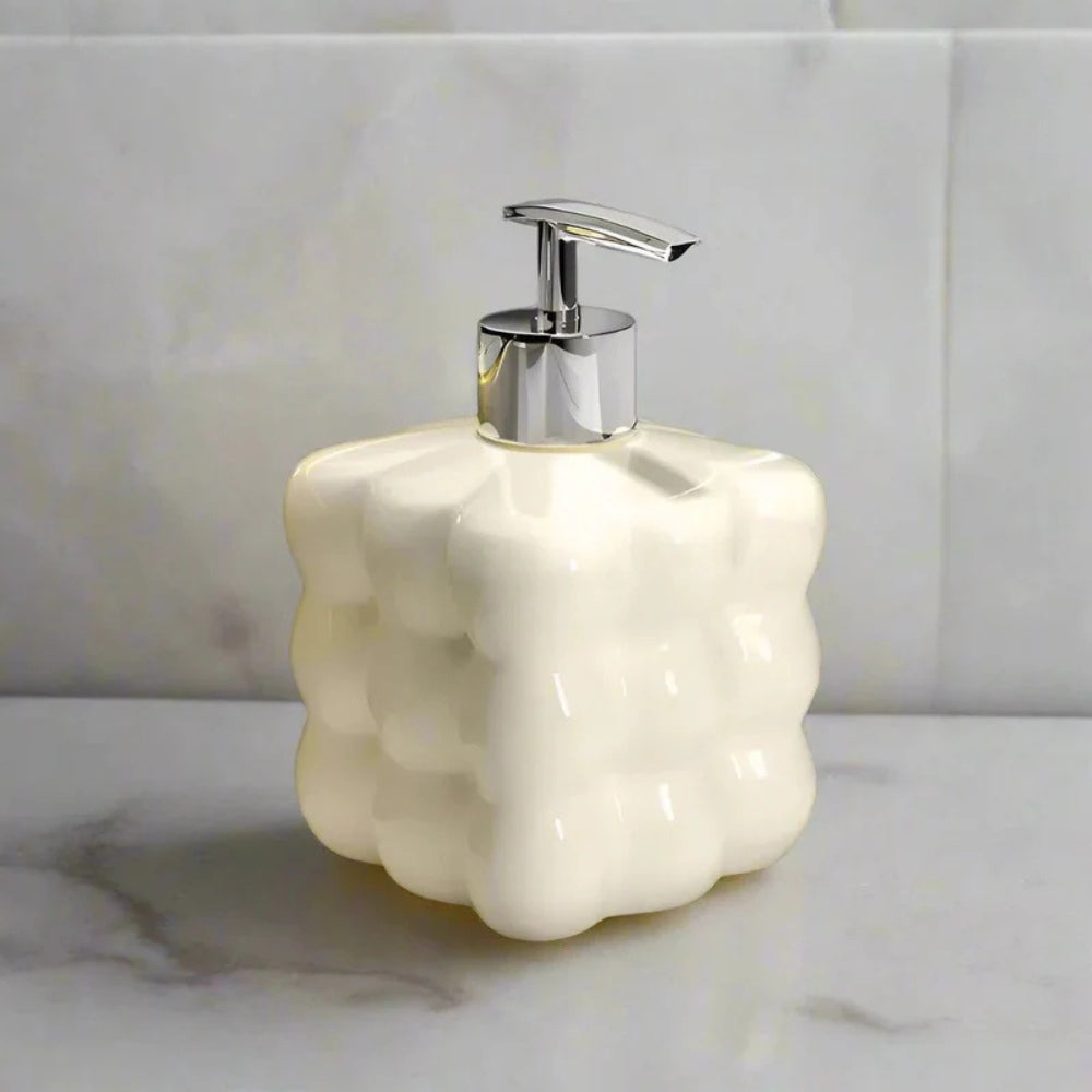 Ceramic Soap Dispenser – Glossy White Finish – Bold Bubble Design – Modern Kitchen or Bathroom Accessory 4