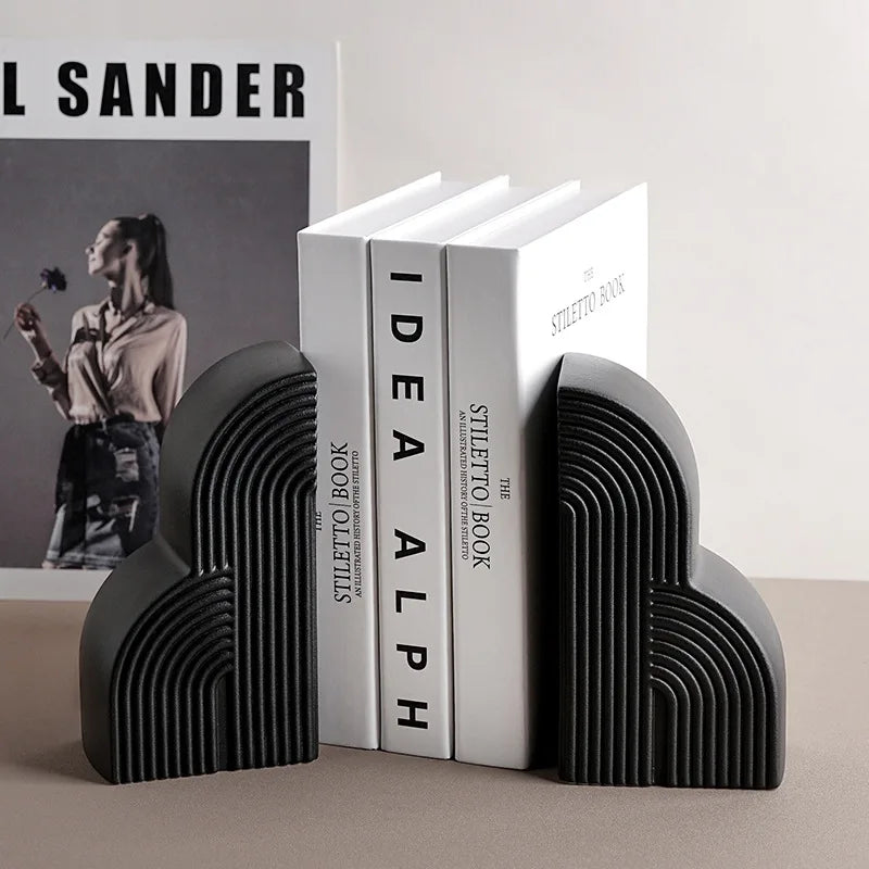 Ceramic bookends – Nordic design – Elegant home decor for living room or office 1