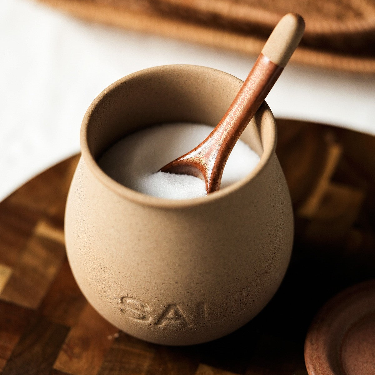 Ceramic canister set – Japanese-inspired design – Sugar and salt jars – Includes lid and spoon – 15.2 oz capacity 4