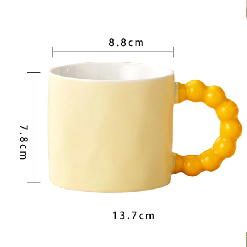 Ceramic coffee cup – Elegant pearl handle – 12 fl oz – Stylish home or office mug 5