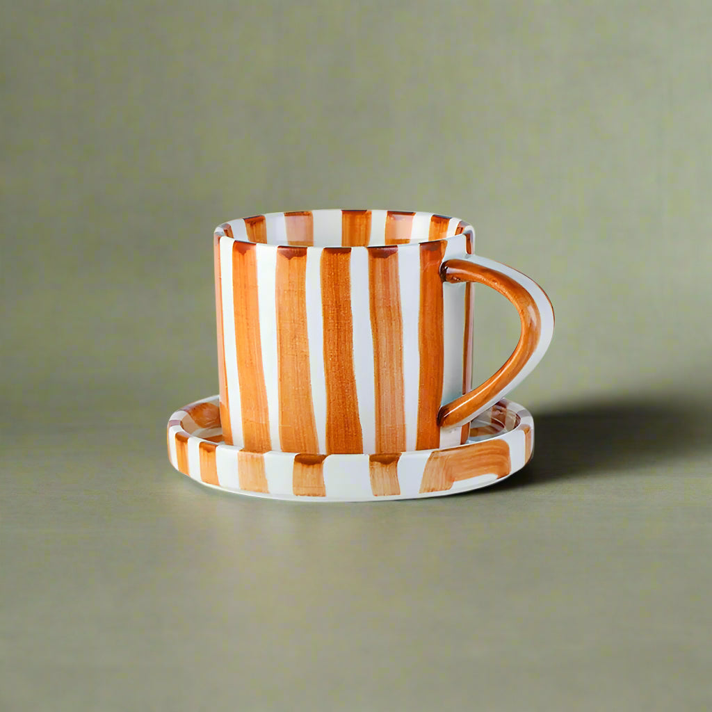 Ceramic coffee cup set – Handpainted porcelain – French retro style – Perfect for home or office 6