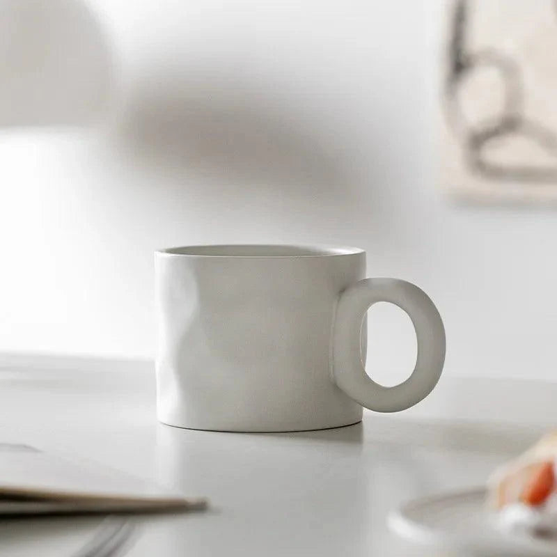 Ceramic coffee mug – Handmade porcelain – Scandinavian design – Unique ring handle – 15.2 fl oz 3
