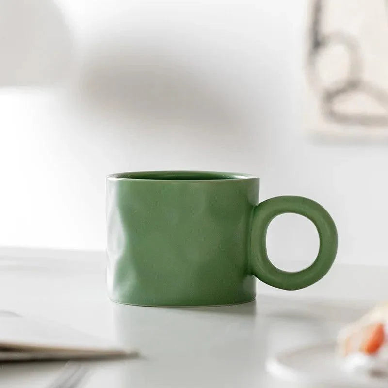 Ceramic coffee mug – Handmade porcelain – Scandinavian design – Unique ring handle – 15.2 fl oz 4