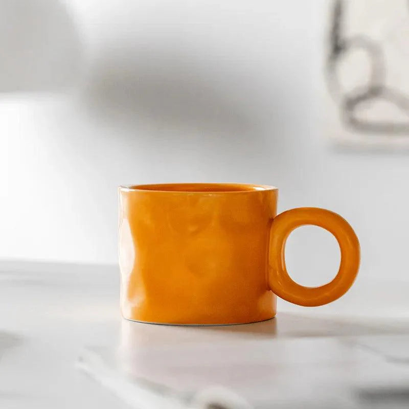 Ceramic coffee mug – Handmade porcelain – Scandinavian design – Unique ring handle – 15.2 fl oz 5