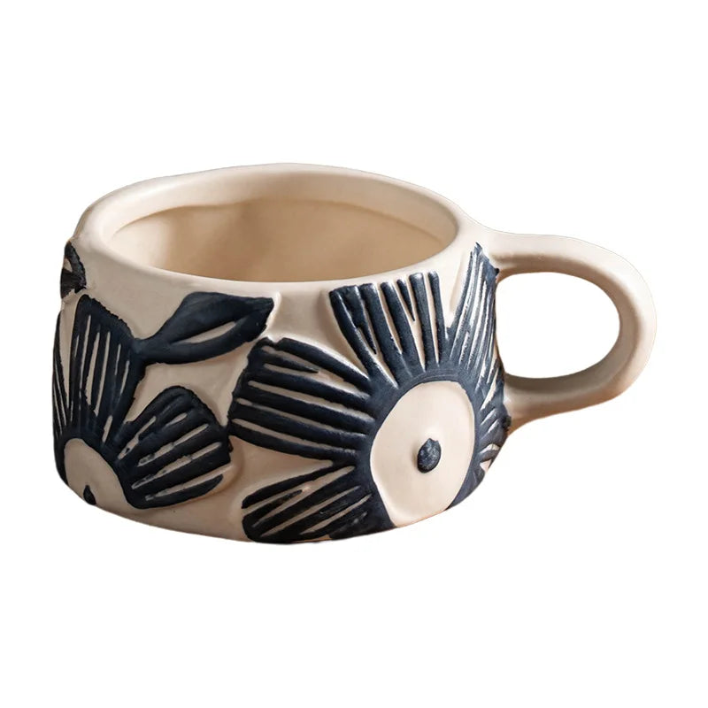 Ceramic coffee mug – Vintage floral design – Large capacity – Perfect for home or office use 4