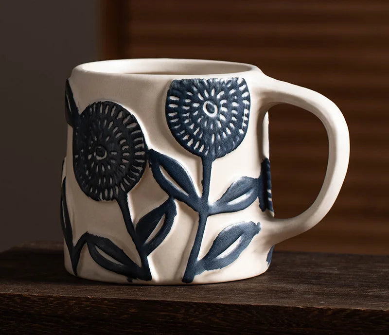 Ceramic coffee mug – Vintage floral design – Large capacity – Perfect for home or office use 5