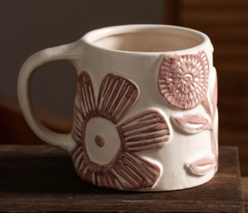 Ceramic coffee mug – Vintage floral design – Large capacity – Perfect for home or office use 6