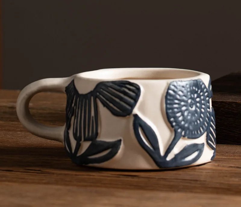 Ceramic coffee mug – Vintage floral design – Large capacity – Perfect for home or office use 7