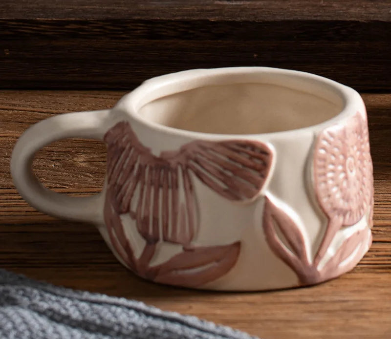 Ceramic coffee mug – Vintage floral design – Large capacity – Perfect for home or office use 8