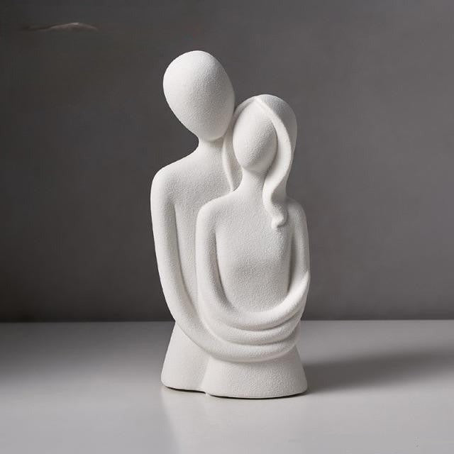 Ceramic figurine – Abstract lover design – Modern white decor accent – 8 x 5 in 0