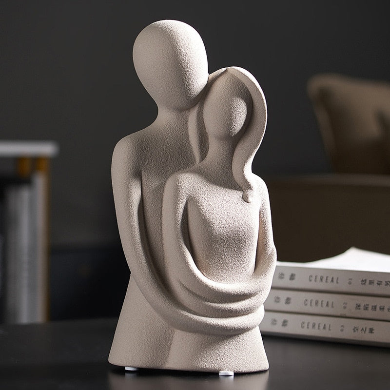 Ceramic figurine – Abstract lover design – Modern white decor accent – 8 x 5 in 1