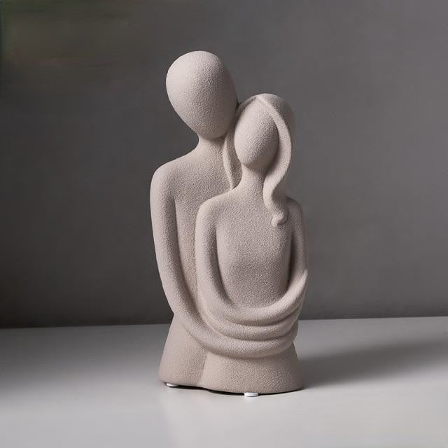 Ceramic figurine – Abstract lover design – Modern white decor accent – 8 x 5 in 2