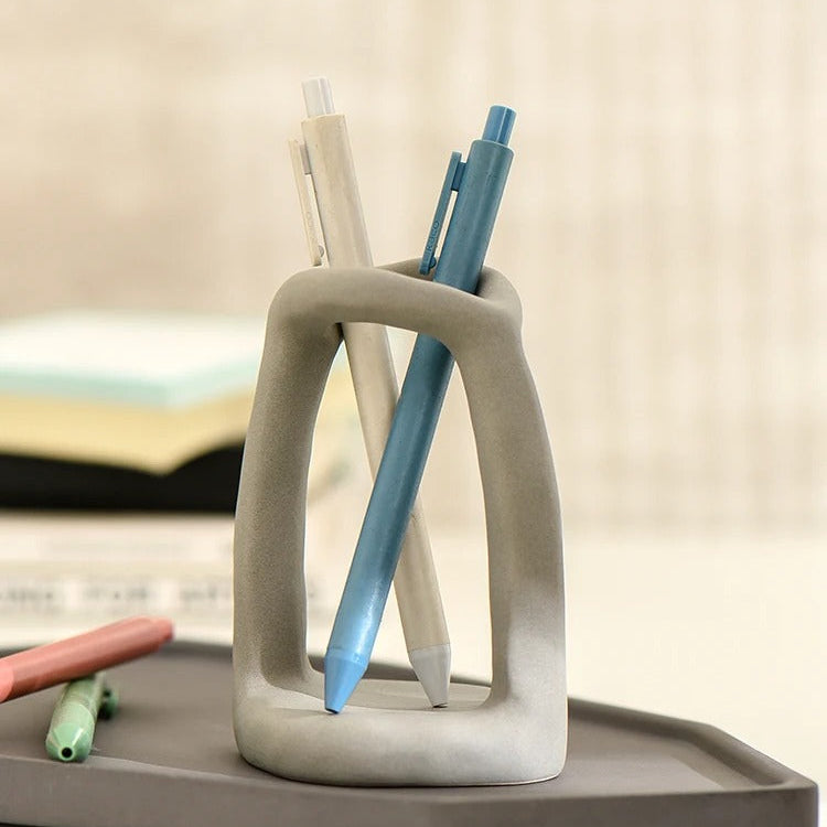 Ceramic holder – Premium material – Minimalist Nordic design – Versatile storage for bathroom or office – 3.1 x 3.1 x 4.5 in 2