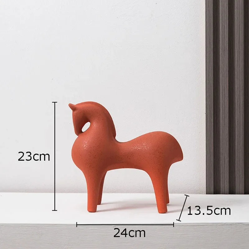 Ceramic horse figurines – Modern minimalist design – Vibrant home decor accent – Artistic display for living room or office 10