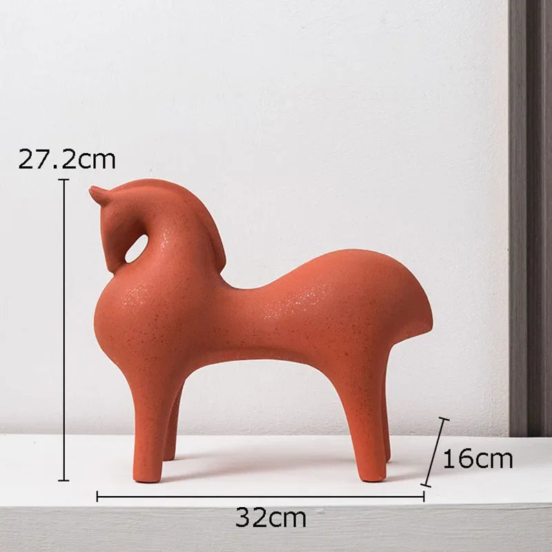 Ceramic horse figurines – Modern minimalist design – Vibrant home decor accent – Artistic display for living room or office 11