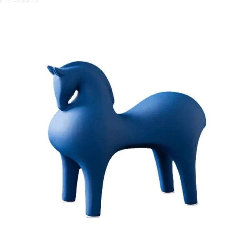 Ceramic horse figurines – Modern minimalist design – Vibrant home decor accent – Artistic display for living room or office 6