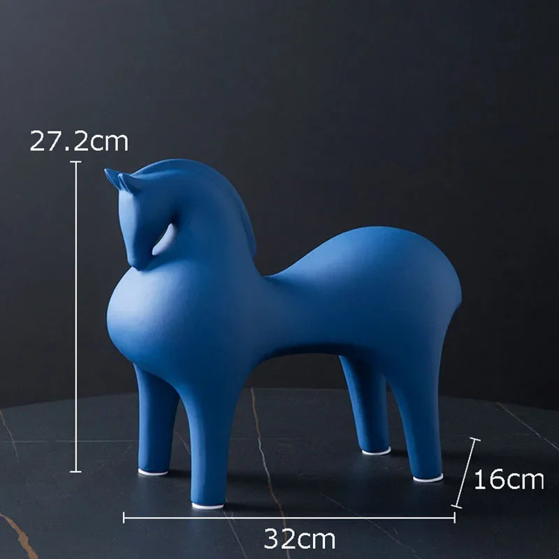 Ceramic horse figurines – Modern minimalist design – Vibrant home decor accent – Artistic display for living room or office 7