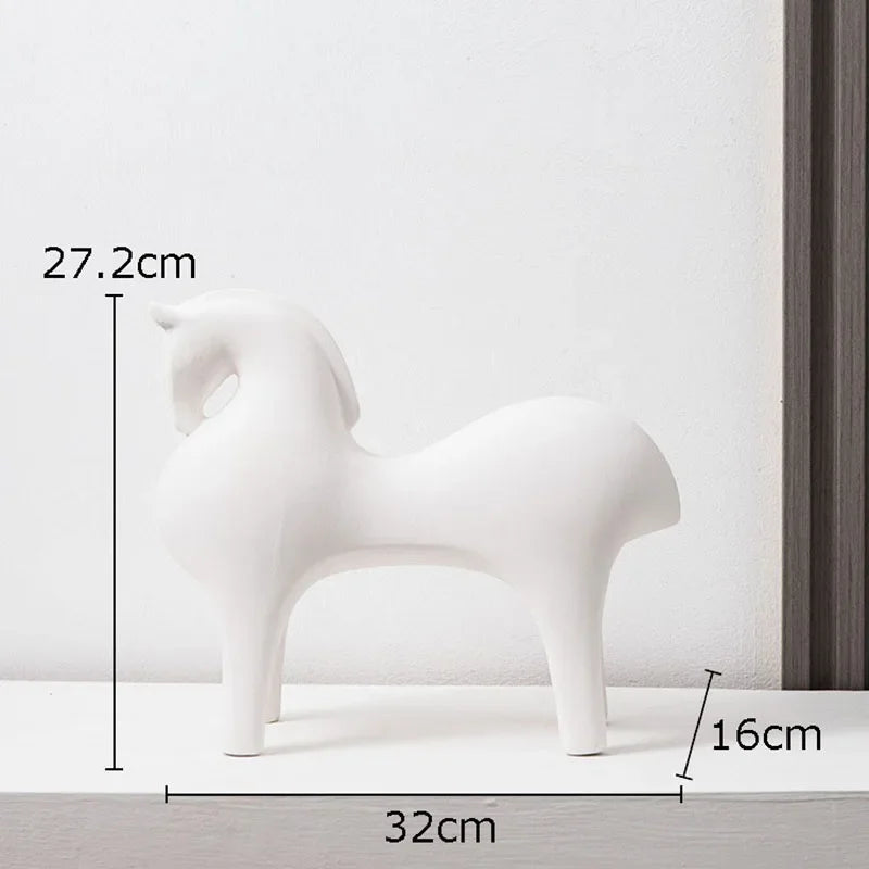 Ceramic horse figurines – Modern minimalist design – Vibrant home decor accent – Artistic display for living room or office 8