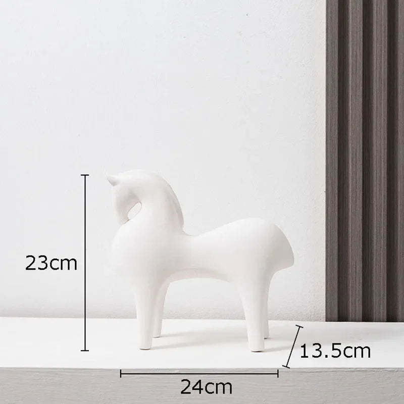 Ceramic horse figurines – Modern minimalist design – Vibrant home decor accent – Artistic display for living room or office 9