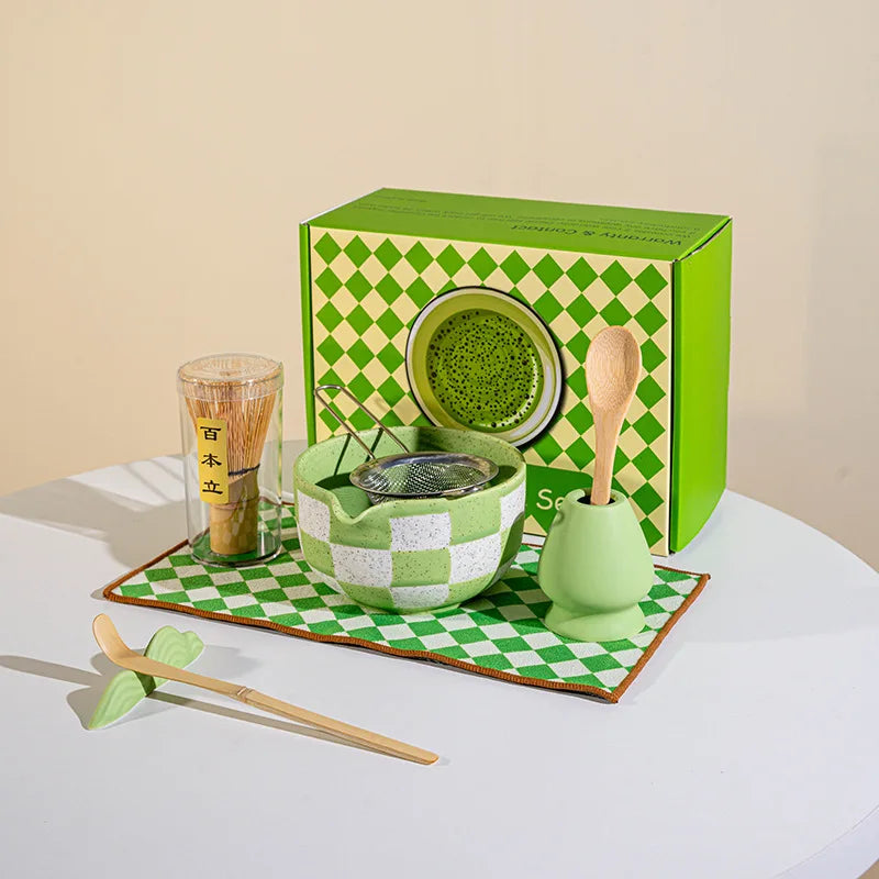 Ceramic matcha tea set – 8-piece Japanese-style – Includes bowl, whisk, and utensils – Perfect gift for tea lovers 0