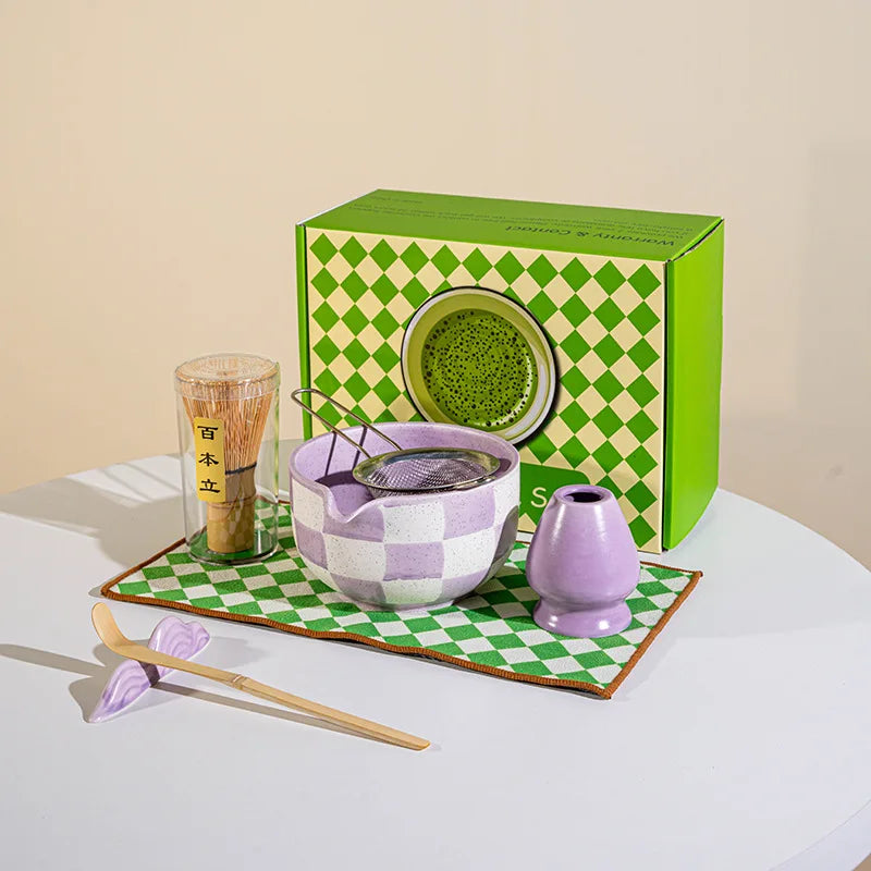 Ceramic matcha tea set – 8-piece Japanese-style – Includes bowl, whisk, and utensils – Perfect gift for tea lovers 8
