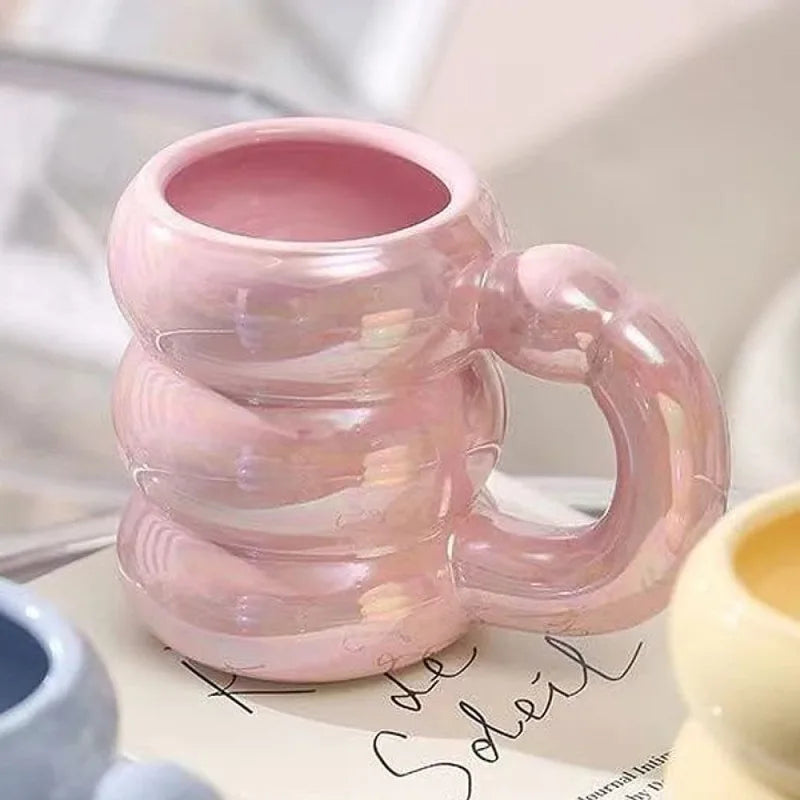 Ceramic mug – Chubby design – Multiple colors – Nordic style for home or office – 14.2 fl oz 5