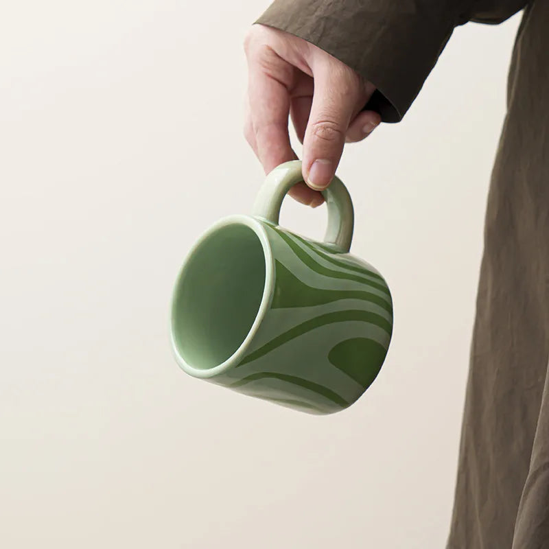 Ceramic mug – Geometric art design – Stylish and versatile – Perfect for coffee or tea – Dishwasher and microwave safe 1