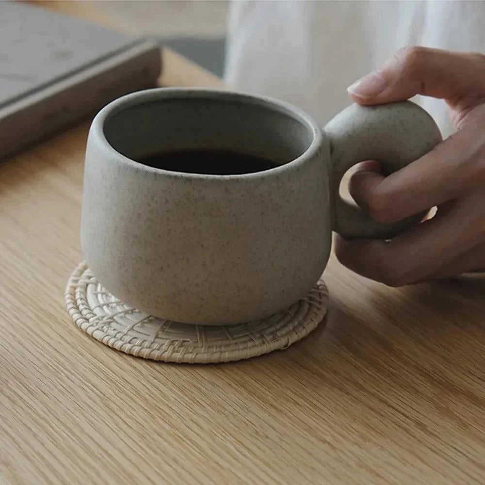 Ceramic mug – Handcrafted pottery – Minimalist beige design – Perfect for coffee and tea 3