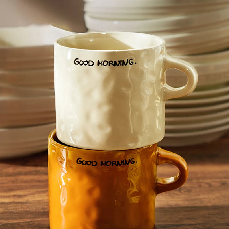 Ceramic mug – White with simple letter design – Large capacity – Perfect for home or office – 18.6 fl oz 0