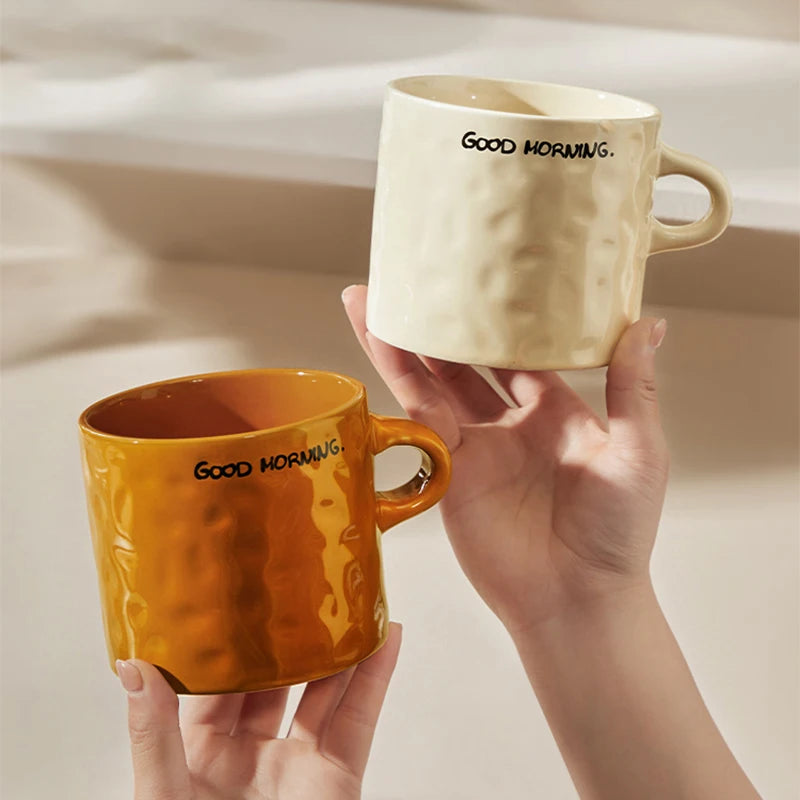 Ceramic mug – White with simple letter design – Large capacity – Perfect for home or office – 18.6 fl oz 4