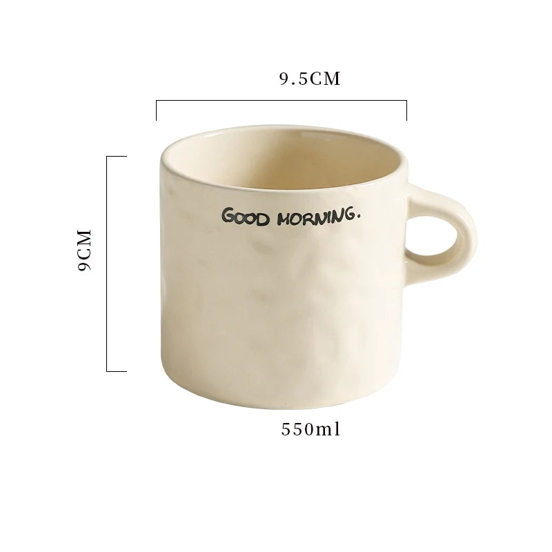 Ceramic mug – White with simple letter design – Large capacity – Perfect for home or office – 18.6 fl oz 5