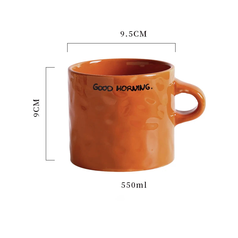Ceramic mug – White with simple letter design – Large capacity – Perfect for home or office – 18.6 fl oz 6