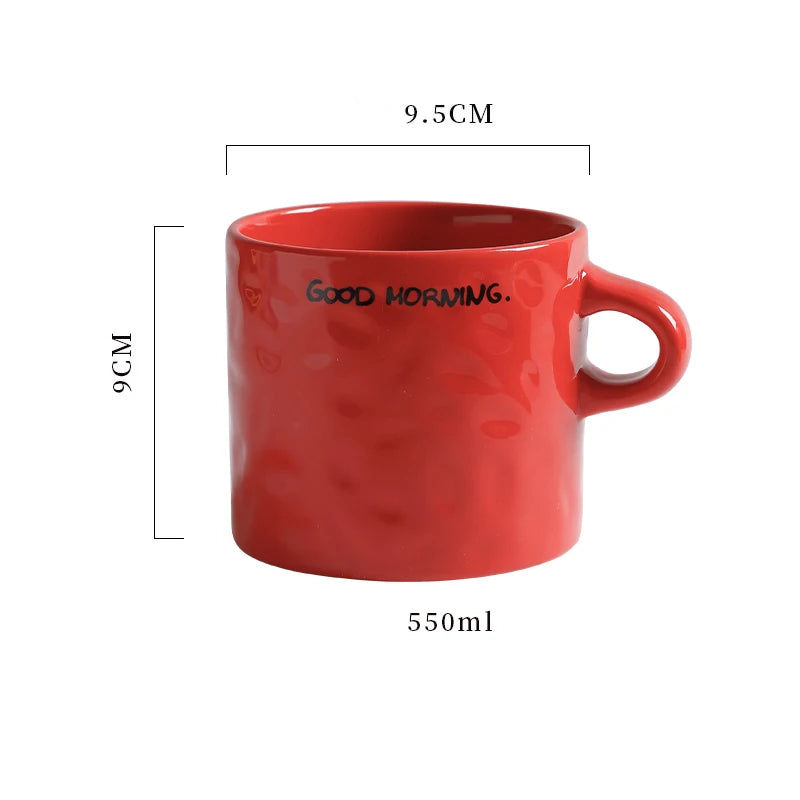 Ceramic mug – White with simple letter design – Large capacity – Perfect for home or office – 18.6 fl oz 7