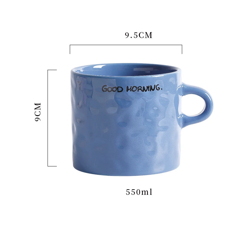 Ceramic mug – White with simple letter design – Large capacity – Perfect for home or office – 18.6 fl oz 8