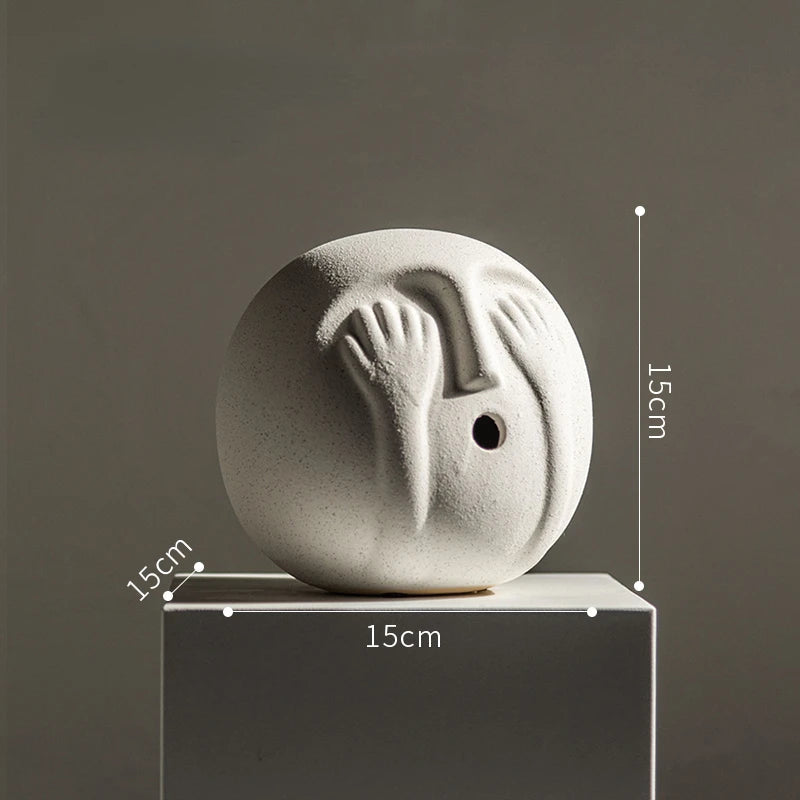 Ceramic sculpture – Handcrafted minimalist design – Abstract emotional faces – Modern home decor 0