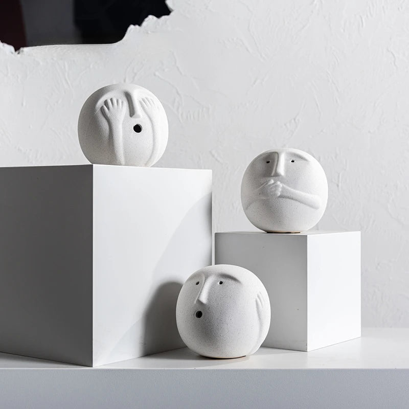 Ceramic sculpture – Handcrafted minimalist design – Abstract emotional faces – Modern home decor 1