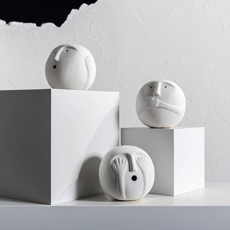 Ceramic sculpture – Handcrafted minimalist design – Abstract emotional faces – Modern home decor 2