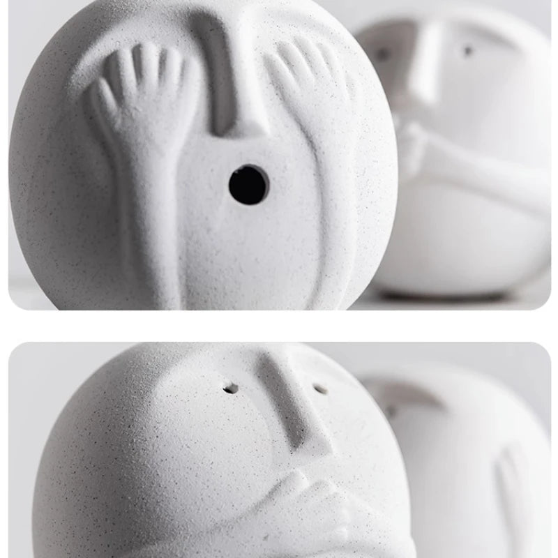 Ceramic sculpture – Handcrafted minimalist design – Abstract emotional faces – Modern home decor 4