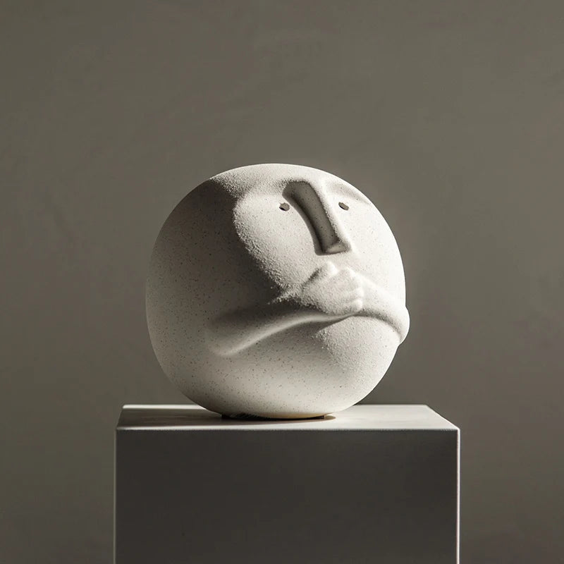 Ceramic sculpture – Handcrafted minimalist design – Abstract emotional faces – Modern home decor 6
