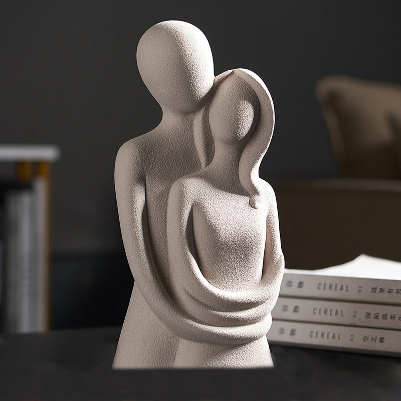 Ceramic statue – Modern abstract design – Elegant home decor – Symbol of eternal love – 8.3 x 3.9 x 3.3 in 2