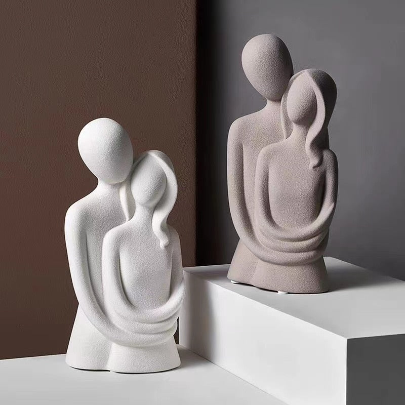 Ceramic statue – Modern abstract design – Elegant home decor – Symbol of eternal love – 8.3 x 3.9 x 3.3 in 3