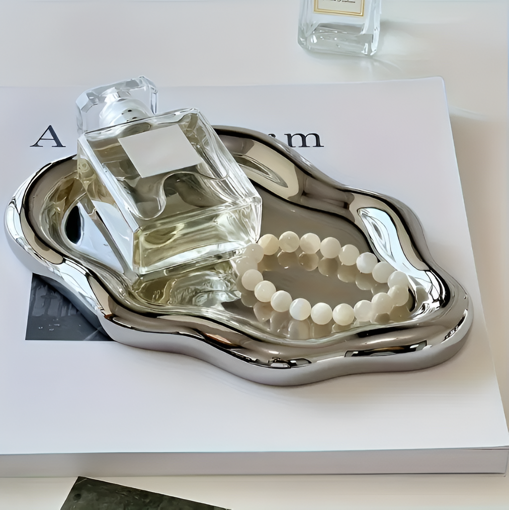 Ceramic tray – Elegant white cloud design – Multifunctional jewelry and accessory organizer – 7.5 x 5.1 in 8