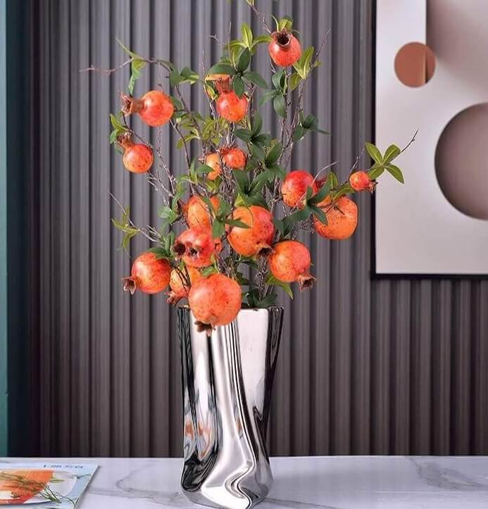 Ceramic vase – Elegant paper bag shape – Versatile home decor – 9.25 in height – Available in silver, white, gold, pink 6