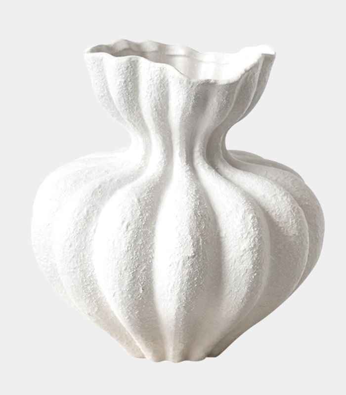 Ceramic vase – Large white design – Handcrafted textured finish – Unique home decor piece 0