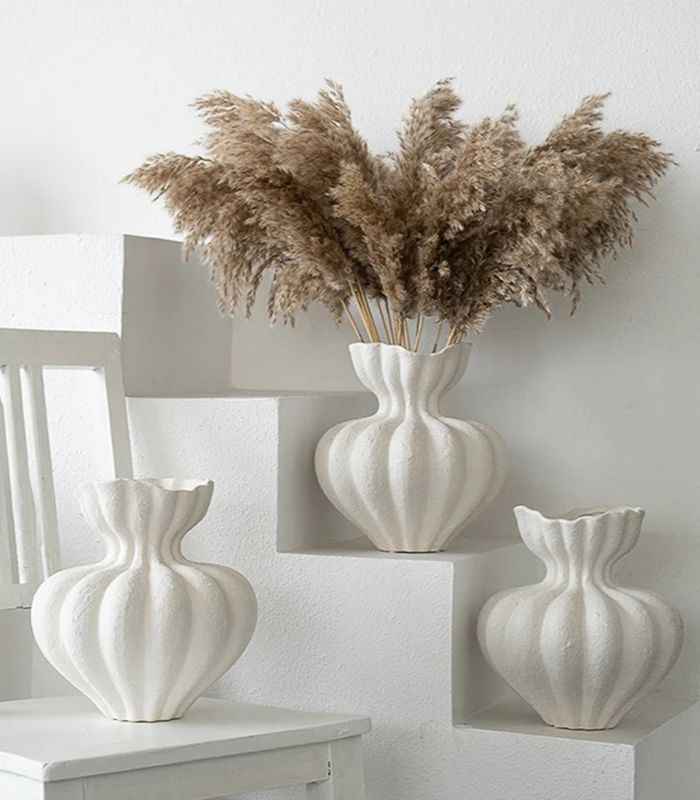 Ceramic vase – Large white design – Handcrafted textured finish – Unique home decor piece 1